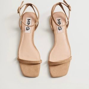 Mango Ankle cuff beige Sandals low heel